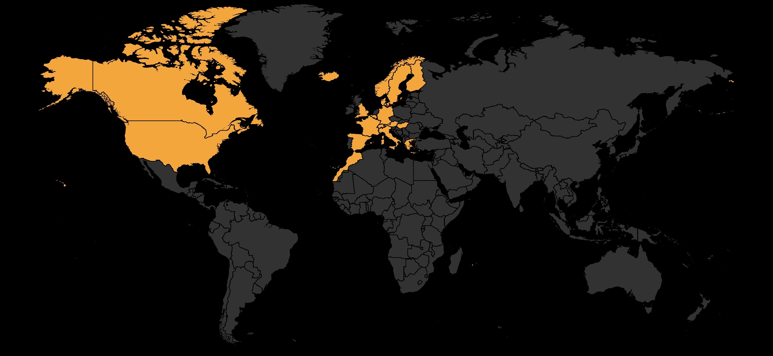 World map — countries visited